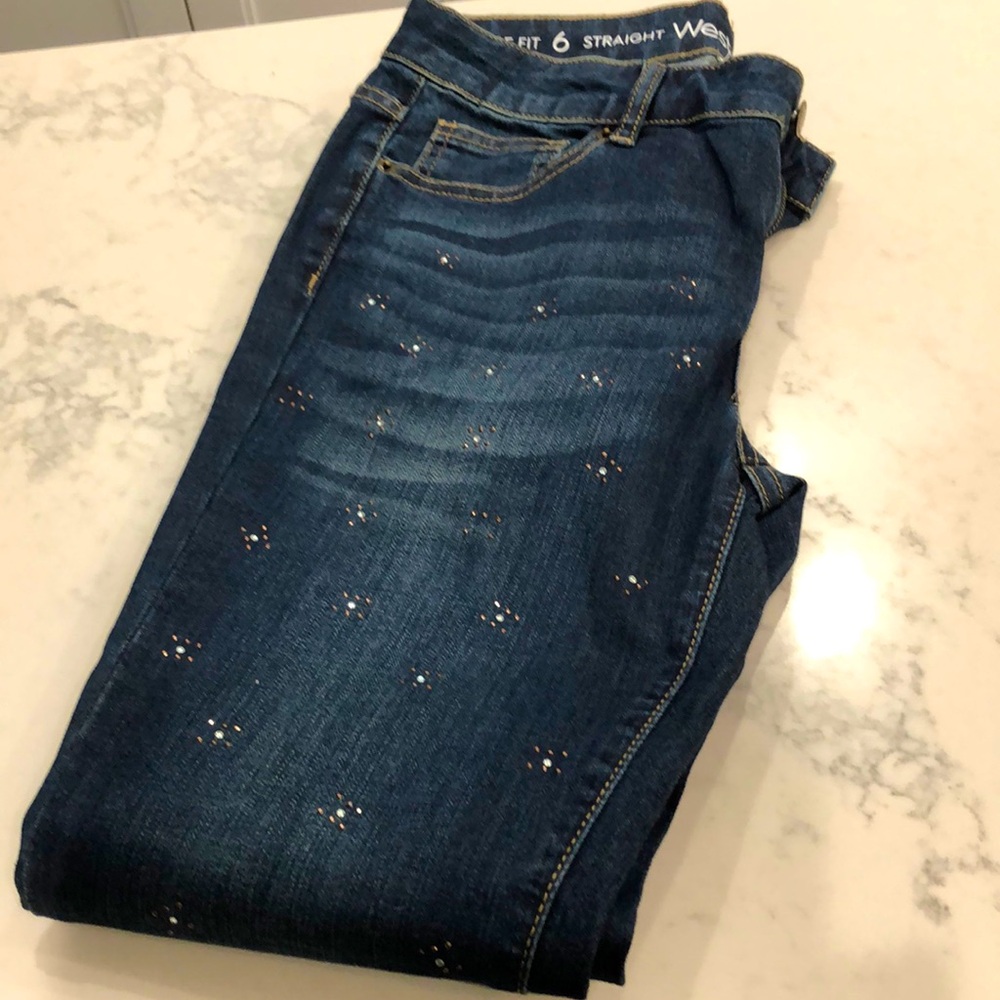 Westport straight leg diamond embellished jeans